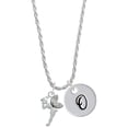 thumbnail image 1 of Delight Jewelry Silvertone Small Fairy with Clear Wings Silvertone Script Initial Disc - O - Charm Necklace, 20"+3", 1 of 4