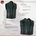 thumbnail image 5 of Daniel Smart Leather Motorcycle Vest Premium Cowhide Biker Vest for Men with Unique Diamond Quilted Design, 5 of 6