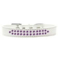 thumbnail image 1 of Two Row Purple Crystal Size 16 White Dog Collar, 1 of 1