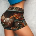 thumbnail image 4 of Fotbe Cat Asleep Among Flowers Shorts Sin Costuras – Shorts Deportivos de Cintura Alta para Mujer, Elásticos para Gimnasio, Yoga, Running o Ciclismo-Medium, 4 of 8
