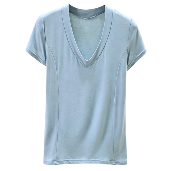 Daznico Women's V Neck Short Sleeve T Shirt Casual Summer Slim Fit Tops,3XL