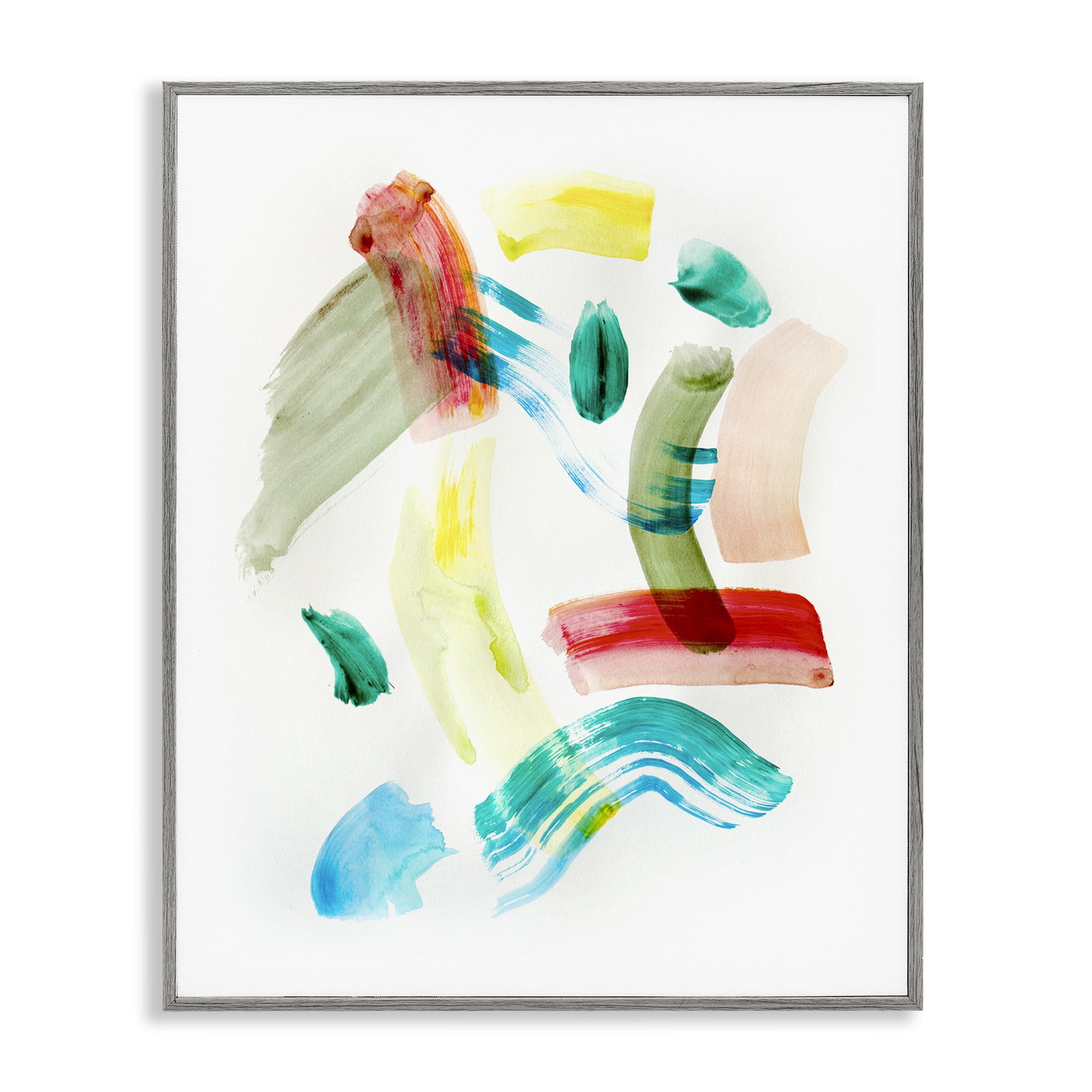 Stupell Industries Modern Curved Brush Strokes Abstract Painting Gray Framed Art Print Wall Art 16 x 20