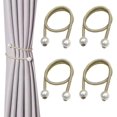 thumbnail image 1 of 4 Pcs Pearl Curtain Tiebacks, Metal Weave Rope Curtain Hold back for Home Hotel Office Window Curtain Accessories, 1 of 5