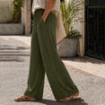thumbnail image 2 of FAIWAD Linen Pants Women Wide Leg Palazzo Pants Drawstring Elastic Waist Casual Beach Vacation Travel Trousers with Pockets, 2 of 8
