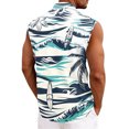 thumbnail image 6 of Men Turn Down Collar Sleeveless Hawaiian Tropical Button Down Vest Lightweight Breathable Vacation Beach Travel Tops White XL, 6 of 6