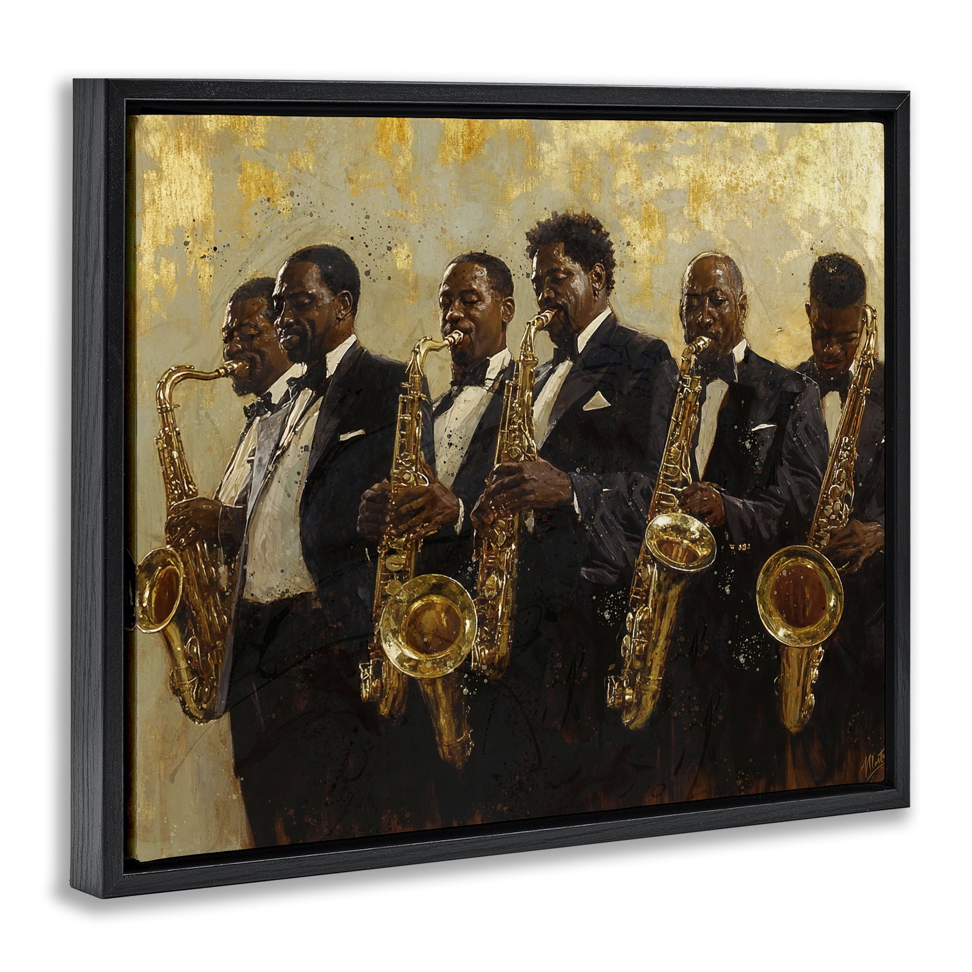 Golden Era Ensemble Black Framed Floater Canvas Wall Art, design by Marta Wiley