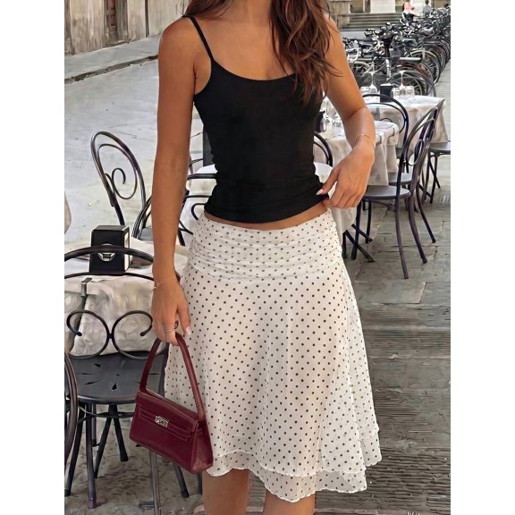 Women's Floral Print Ruched Waist Asymmetric Hem Midi Skirt, Vacation