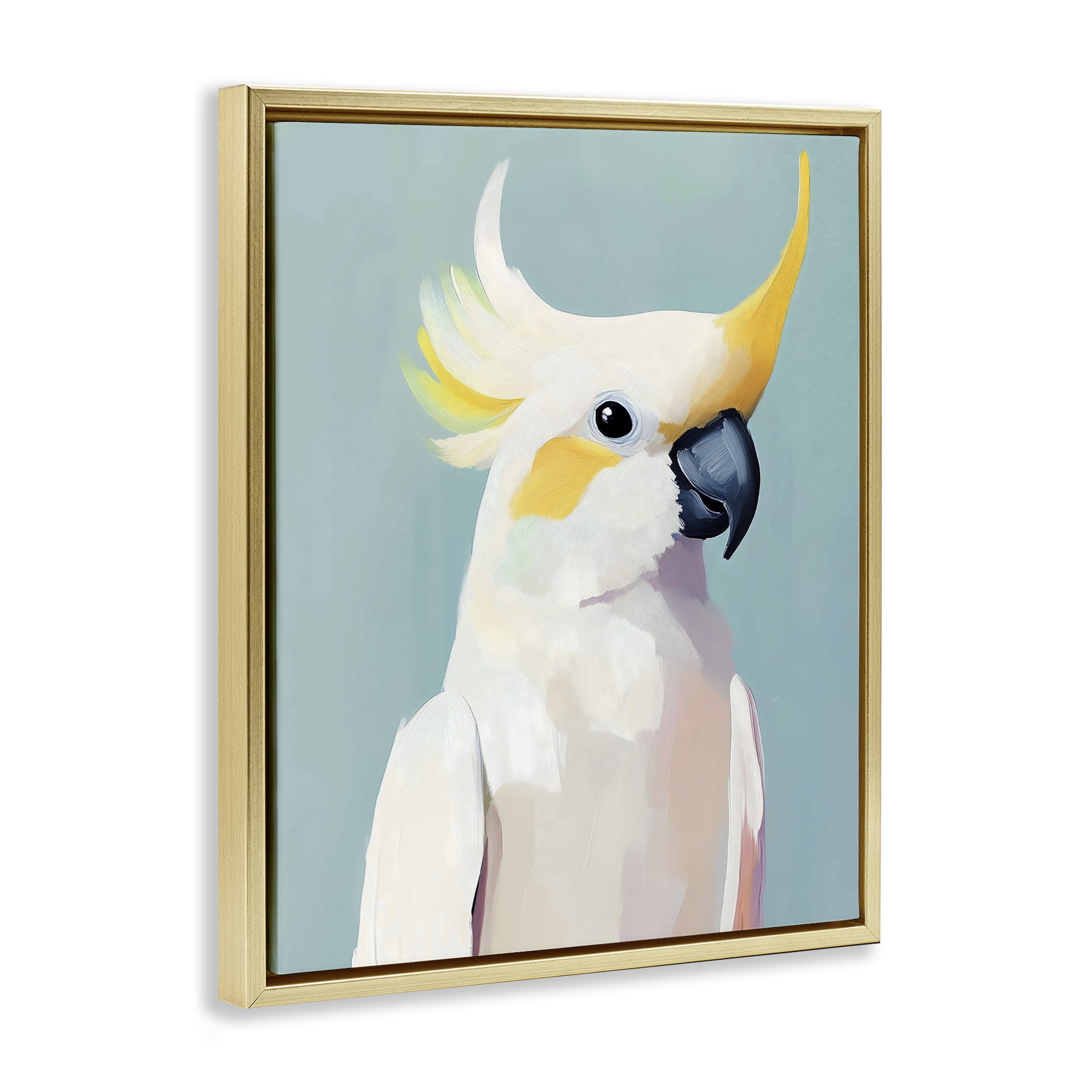 Stupell Industries Yellow Crested Cockatoo Gold Framed Floater Canvas Wall Art, design by The Prints Vibe