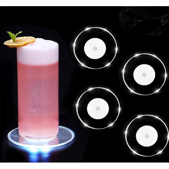 LINLIN LED Cup Holder Lights, 10cm Colour Changing LED Drinks Coasters LED Cocktail Coasters Light Up Coasters for Club Wedding Bar Party Decoration