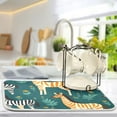 thumbnail image 5 of Zebra in Leaves Dish Drying Mat Dish Drainer Rack Mats Water Absorbent Non-Slip Easy Clean Heat Resistant for Kitchen Counter, 5 of 8