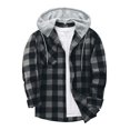 thumbnail image 2 of UDAUDU Flannel Hoodie Shirt for Men Button Down Plaid Shirt Casual Long Sleeve Office 2026 Fall Fashion Hoodie Shirts with Pocket L, 2 of 4