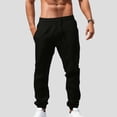 thumbnail image 2 of Men’s Pants Cotton Linen Blend, Elastic Waist Relaxed Fit Lounge Pants for Men, Lightweight Casual Trousers for Summer, Travel, Beach or Sleepwear Style S-5XL, Black, 2 of 5