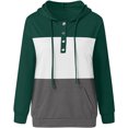 thumbnail image 4 of Fesfesfes Women Hooded Casual Pullover Patchwork Button Down Hoodies Drawstring Long Sleeve Hooded Pocket Blouse Tops Sweatshirts Under $10, 4 of 6