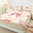 thumbnail image 3 of Homewish Princess Pink Bow-tie Twin Sheet Sets, Hippie Boho Damask Flower Twin Fitted Sheet, Vintage French Style Flat Sheet, Microfiber Bedroom Decor, 3-Piece, 3 of 7