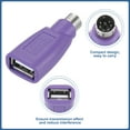 thumbnail image 3 of Uxcell 4Pcs PS/2 a USB, Adaptador PS/2 a USB Macho a USB Hembra Verde, Púrpura, 3 of 7