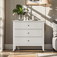 thumbnail image 1 of RoyalCraft Grande Commode Cannelée à 3 Tiroirs, Grand Commode avec Table de Nuit Moderne, Commode en Bois avec Rangement Spacieux pour Chambre, Couloir, Salon, Entrée, Blanc, 1 of 8