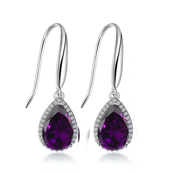 14k White Gold 3 Ct Created Alexandrite Teardrop Earrings Plated by Paris Jewelry