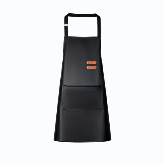 Faux Leather Apron with Pockets, Water Resistant Adjustable Cooking Apron for Kitchen, Grilling, and Chef Tasks