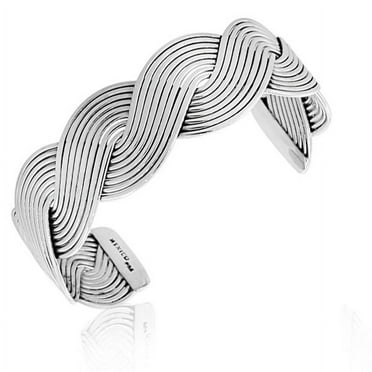 925 Sterling Silver Classic Open End Womens Cuff Bangle Bracelet