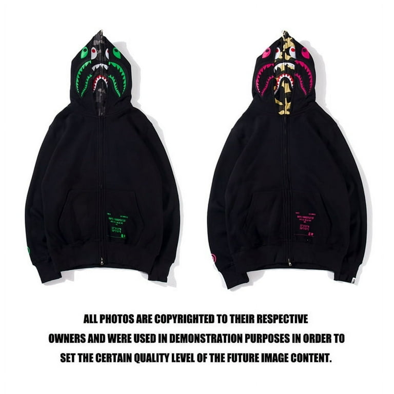 Bape Men s Shark Double Hooded Cardigan zipper hoodie shark hoodie jacket Walmart
