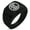 Black, variant on Stainless Steel Three-Tiered Pine Kamon Crest Geometric Pattern Step-Down Biker Style Polished Ring