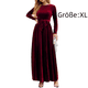 thumbnail image 2 of Vestido de terciopelo, manga larga, vestido de noche, vestido color vino., 2 of 6