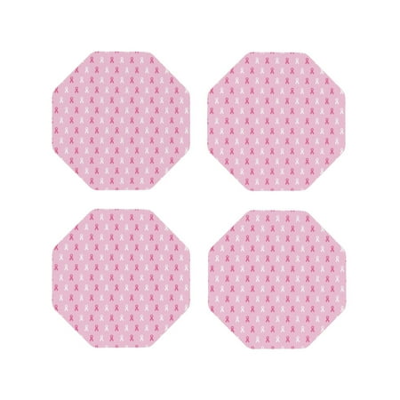 

Pofeuu Breast Cancer Awareness5 Print Coasters for Drinks 4Pack PU Leather Coasters Bar Drink Coasters for Tabletop Protection Furniture from Damage-Octagon