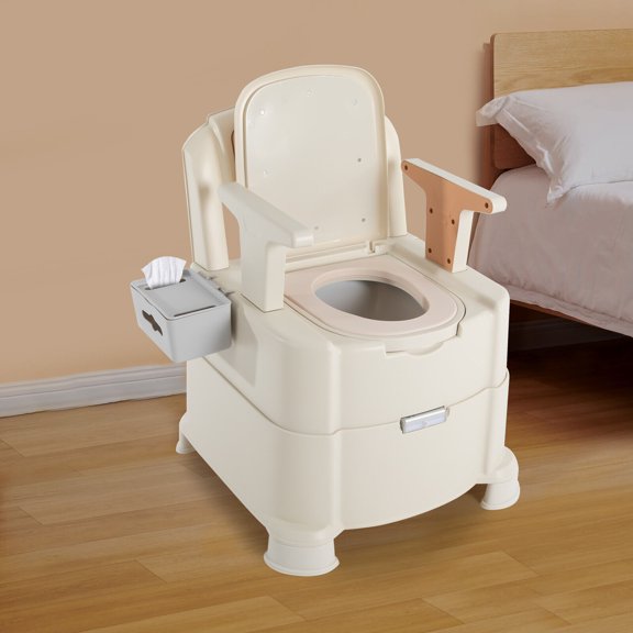 Bedside Commode Portable Toilet Bedroom Toilet with Sensor Night Light Tissue Box