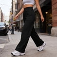 thumbnail image 4 of Juslio Womens Pants with Pockets Loose High Waist Casual Comfortable Elastic Waist Wide-Leg Pants, 4 of 5