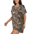 thumbnail image 5 of Lafuoo Moose fox bear leaf tree Pattern Women's Round Neck Short Sleeve Pajamas Set, Button Pajamas Elastic Band Pajamas Home Wear-4X-Large, 5 of 9