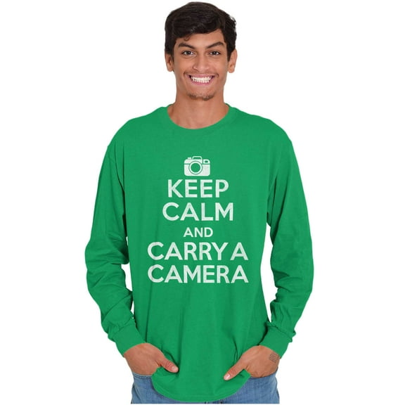 Keep Calm Carry A Camera Photographer Long Sleeve TShirt Men Women Brisco Brands 2X