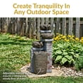 thumbnail image 3 of Sunnydaze Cascading Stone Bowls Contemporary Gray Polyresin Solar Fountain with LEDs, 3 of 15