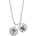 thumbnail image 1 of Delight Jewelry Silvertone Domed Black CVT Silvertone Script Initial Disc - X - Charm Necklace, 20"+3", 1 of 1
