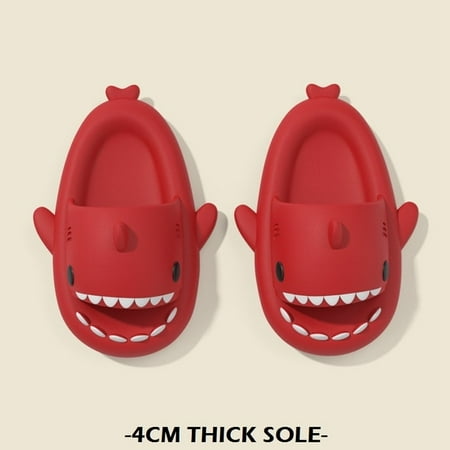 

QWZNDZGR 4cm Soft Women Man Shark Slippers Summer Beach Flip Flops Non-Slip Cute Couple Outdoor Cool Indoor Household Funny Shark Slides
