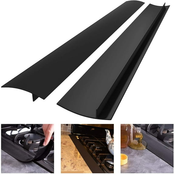 Silicone Kitchen Stove Counter Gap Covers, Heat Resistant Kitchen Counter Gap Non-Tacky Filler Seals Spills Between Counter, Stovetop, Oven, Washer, Set of 2 (21 Inches, White)