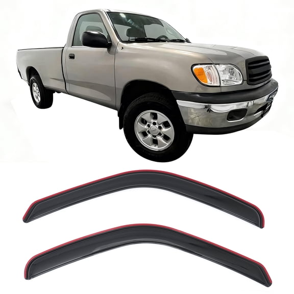 Ikon Motorsports In Channel Window Visors, Compatible with 2000-2006 Toyota Tundra Standard/Regular Cab, Acrylic Black Rain Guards, Side Window Wind Deflectors 2PC