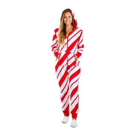 

Womens Warm Fleece Pajamas One Piece Jumpsuit Zip Front Sleepsuit with Hooded