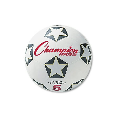 Champion Sports Rubber Sports Ball, For Soccer, No. 4, White/Black