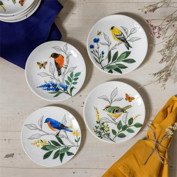 Song Bird Ceramic Appetizer Plate Set, 6"
