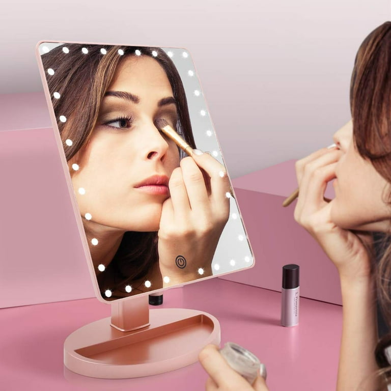 Large Lighted Vanity Makeup Mirror X Large Model Funtouch Light Up Mirror with 35 LED Lights Touch Screen and 10X Magnification Mirror 360