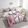 thumbnail image 3 of Erosebridal Pink Geometric Stripes Bedding Twin Size,Oil Painting Style Bed Set,Modern Desgin Bedding Sets Twin Size,Breathable Room Decor Reversible,7pcs, 3 of 6