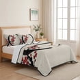 thumbnail image 5 of Quilts Queen Size Bedding Set, Cherry Blossom Lightweight Quilted Comforter, Asian Japanese Red Plum Flower Retro Beige Soft Reversible Bedspread Coverlet with Pillow Covers for All Season, 90" x 96", 5 of 9