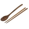 Home Kitchen Tableware Wooden Soup Rice Chopsticks Spoon Cutlery Set Brown