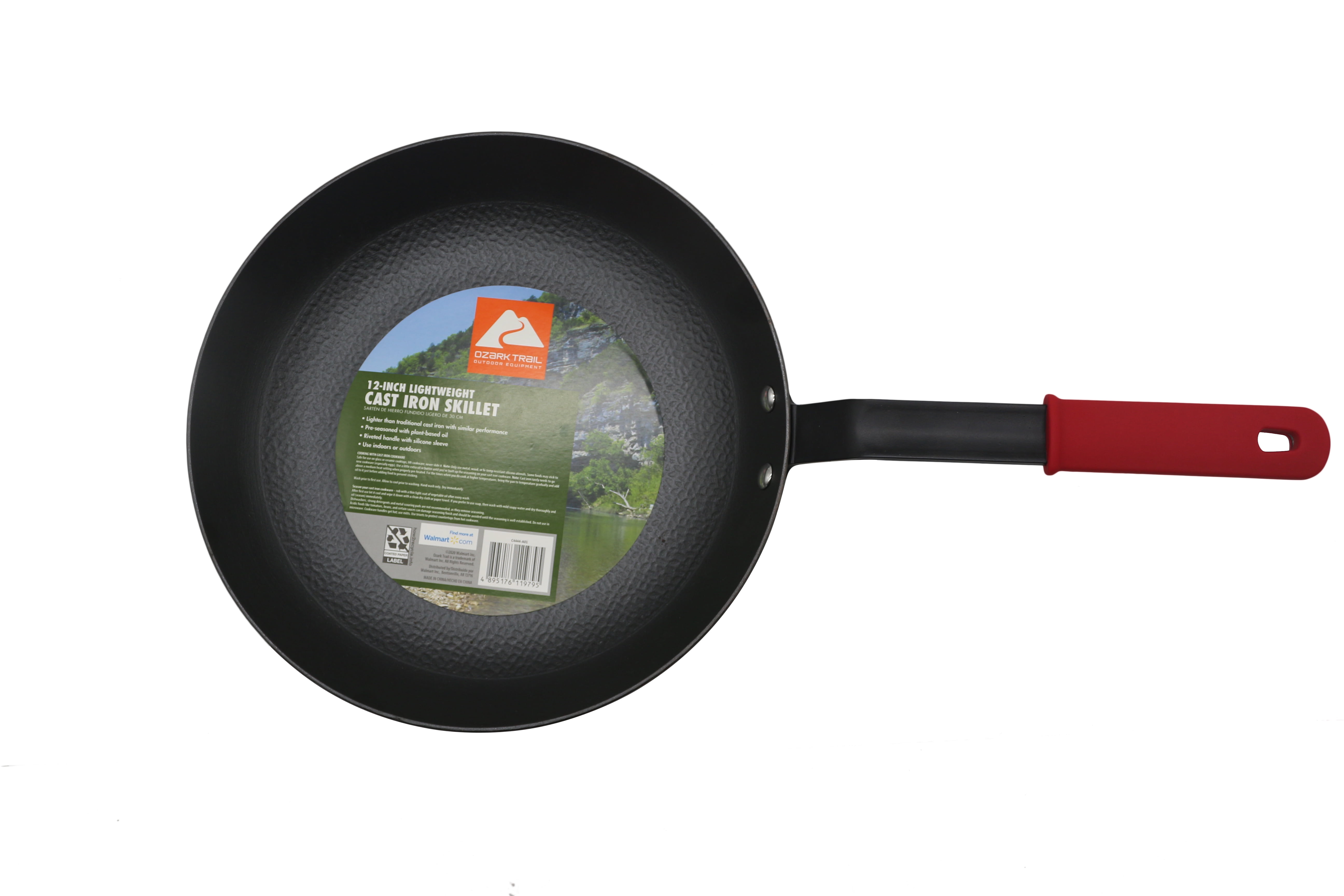 Ozark Trail 12” Lightweight Cast Iron Skillet with Collapsible Silicone  Handle