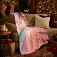 thumbnail image 3 of Pink Sunset Palm Beach with Glassy Water, Romantic Coastal Style for Beach Lovers, Tropical Island Scene and Anniversary Gift, Cozy Flannel Blanket for Bedroom and Sofa, Nautical Home Decor, 3 of 9