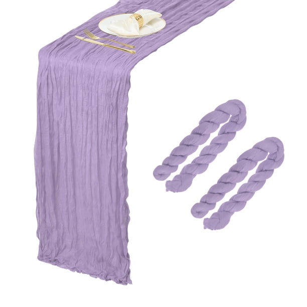 2 Paquetes de Caminos de Mesa de Gasa de Color Púrpura Claro 35.4" x 118" para Bodas y Fiestas, (10 Pies)