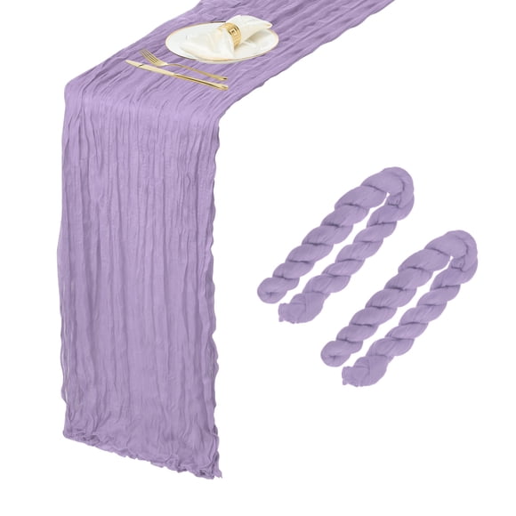 2 Paquetes de Caminos de Mesa de Gasa de Color Púrpura Claro 35.4" x 118" para Bodas y Fiestas, (10 Pies)