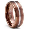thumbnail image 1 of Mens Chocolate Brown Tungsten Carbide Ring Silvertone Grooved Wedding Band 8MM, 1 of 4