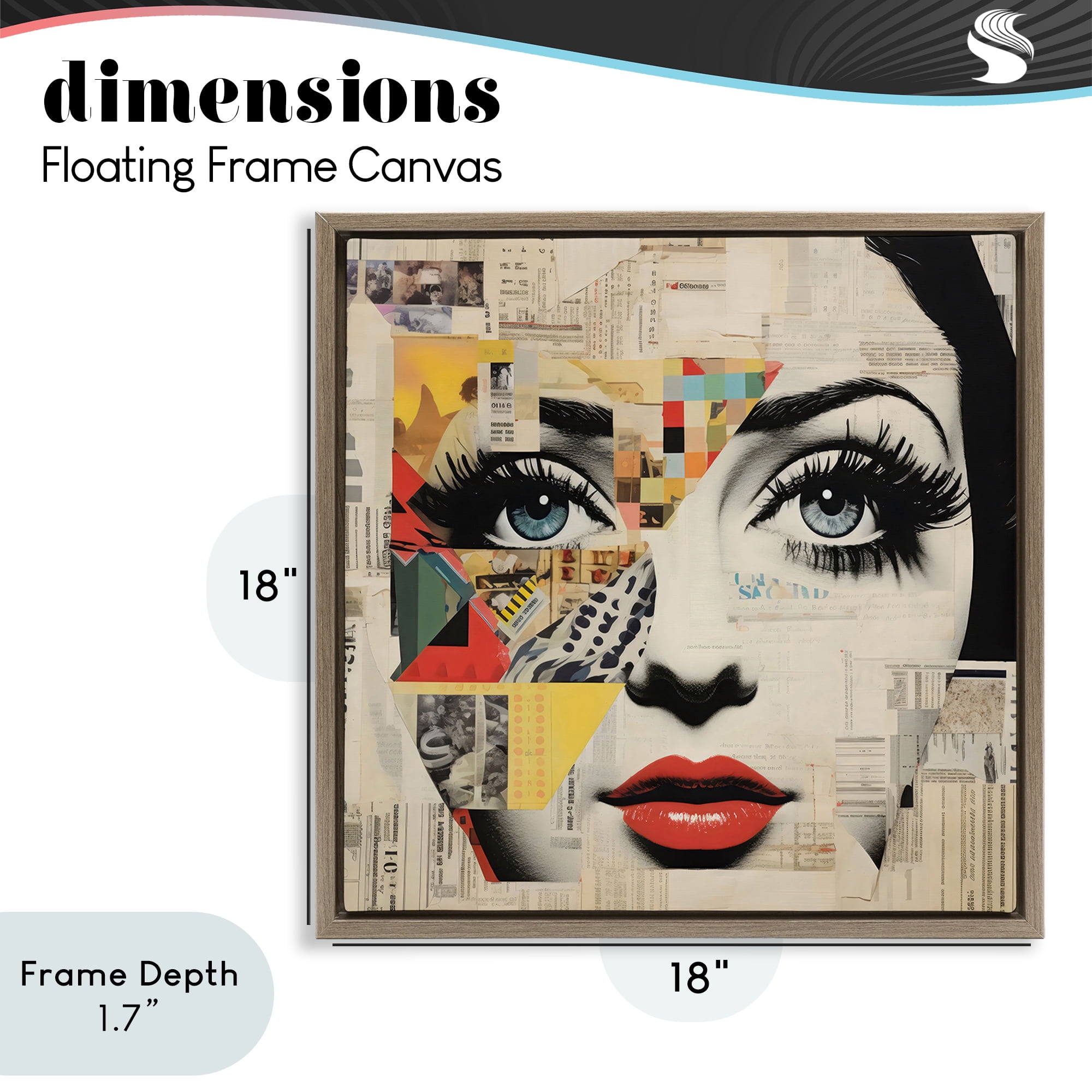Stupell Industries Fashion Collage Pop Portrait Brown Framed Floater Canvas Wall Art, design by Creative Studio