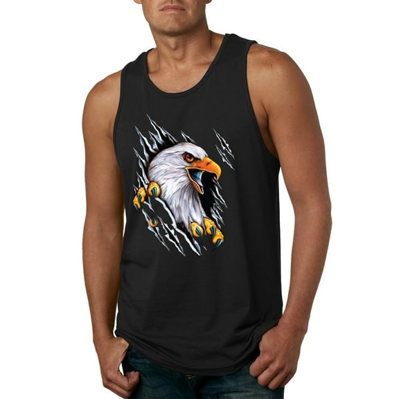 Torn Ripped Eagle Claws Animal Lover Mens Graphic Tank Top, Black, Small
